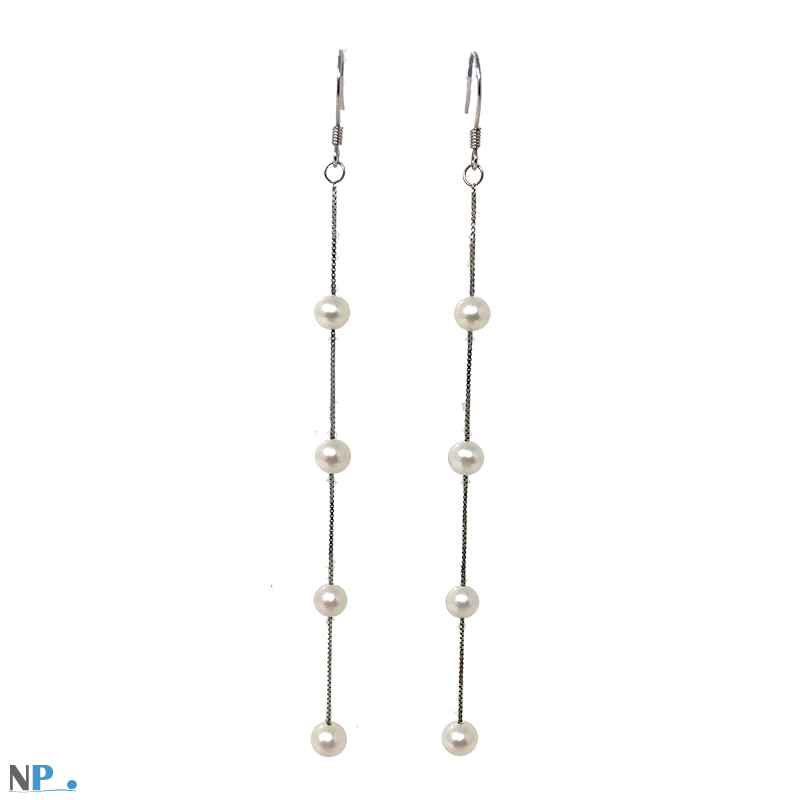 Boucles d'oreilles perles de culture blanche Eau Douce sur Argent 925 Rhodie - tres tendance petit prix